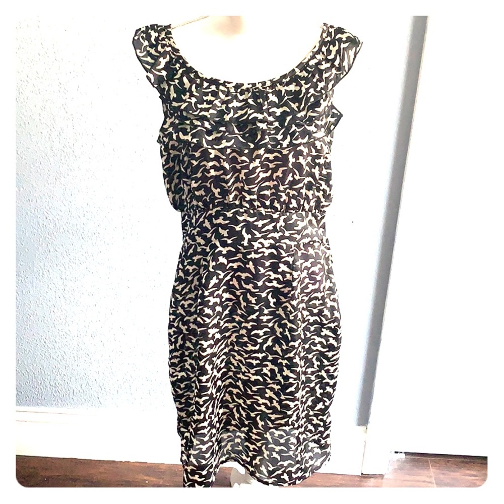Bird dress black cream light weight women’s medium